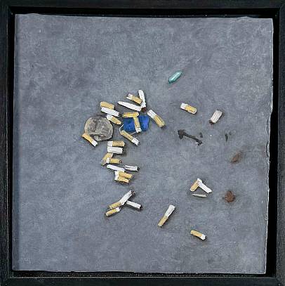 Cigarettes and tee  Öl auf Holz 