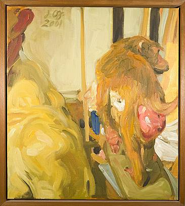 Schimpanse mit Maler Silhouette  Öl auf Leinwand 